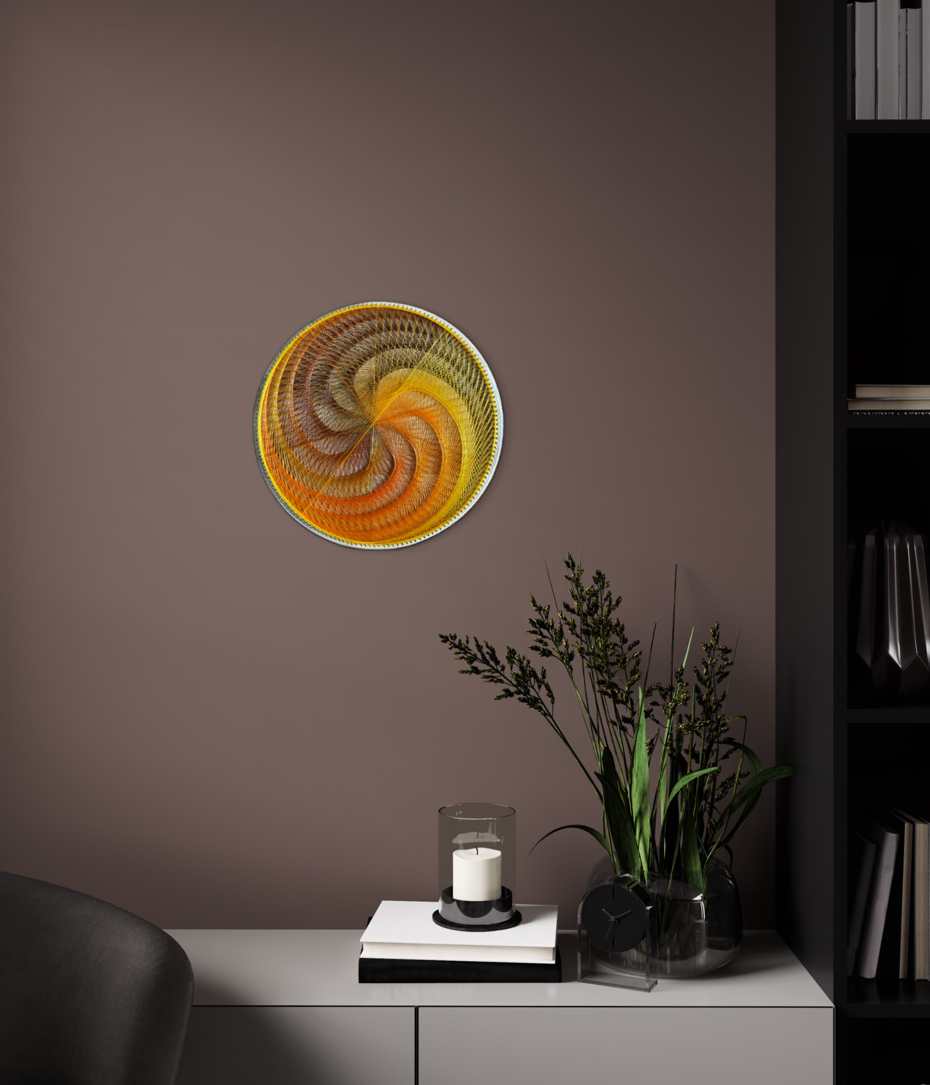 Gold, Orange & Brown String Art - Handmade Geometric Wall Art — handmade string art by Asja