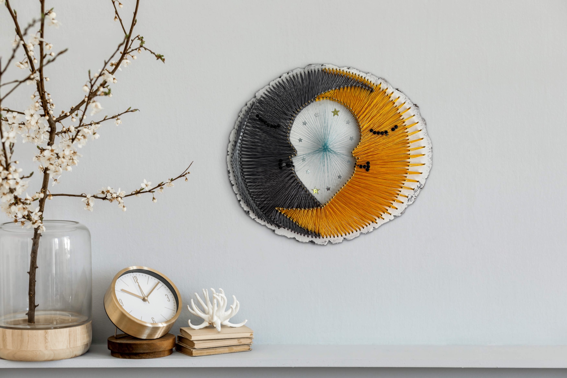 Sun & Moon String Art - Handmade Celestial Wall Art — handmade string art by Asja
