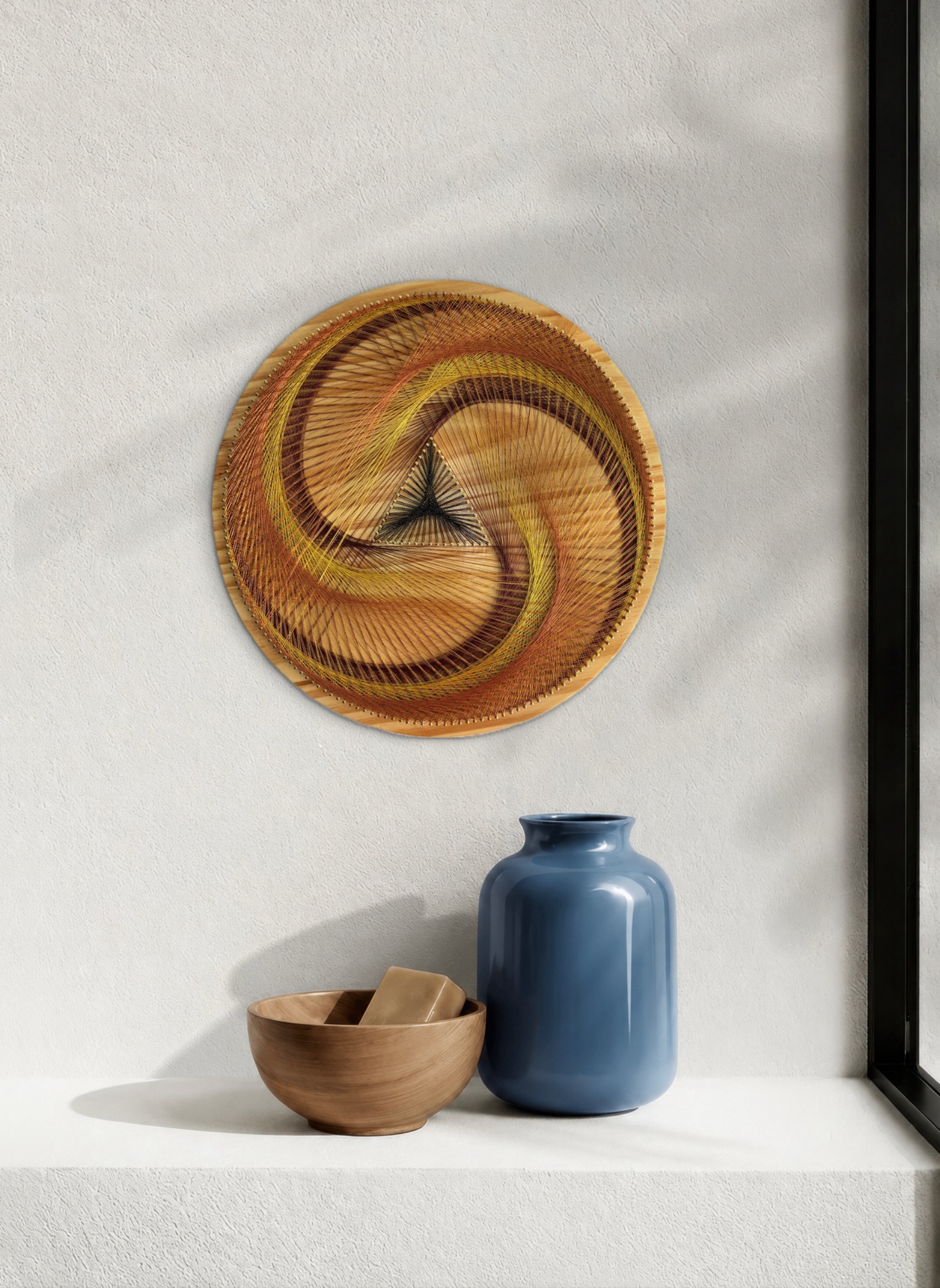 Rust, Gold & Burgundy String Art - Handmade Geometric Wall Art — handmade string art by Asja