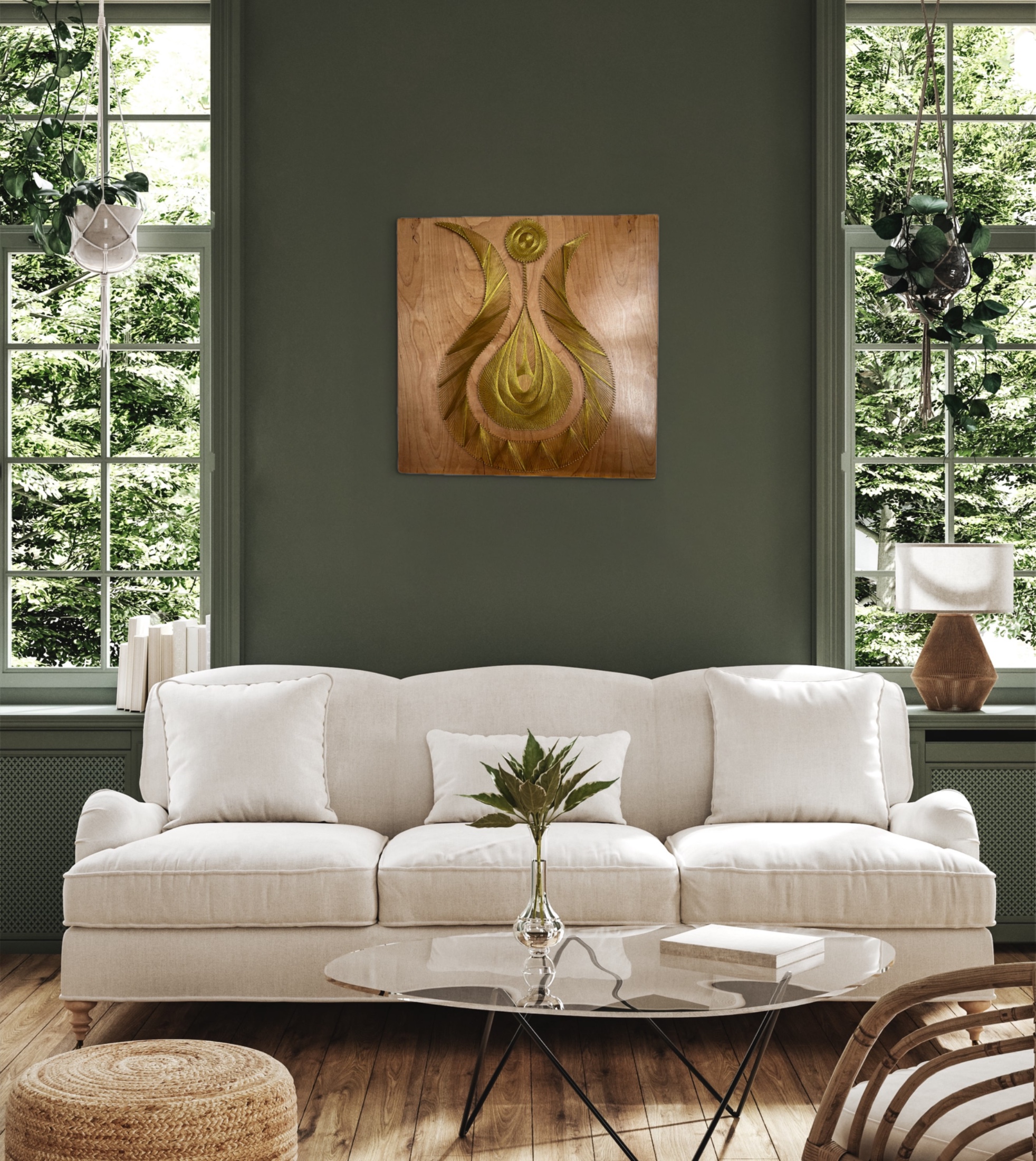 Gold Goddess String Art - Handmade Figurative Wall Art — handmade string art by Asja