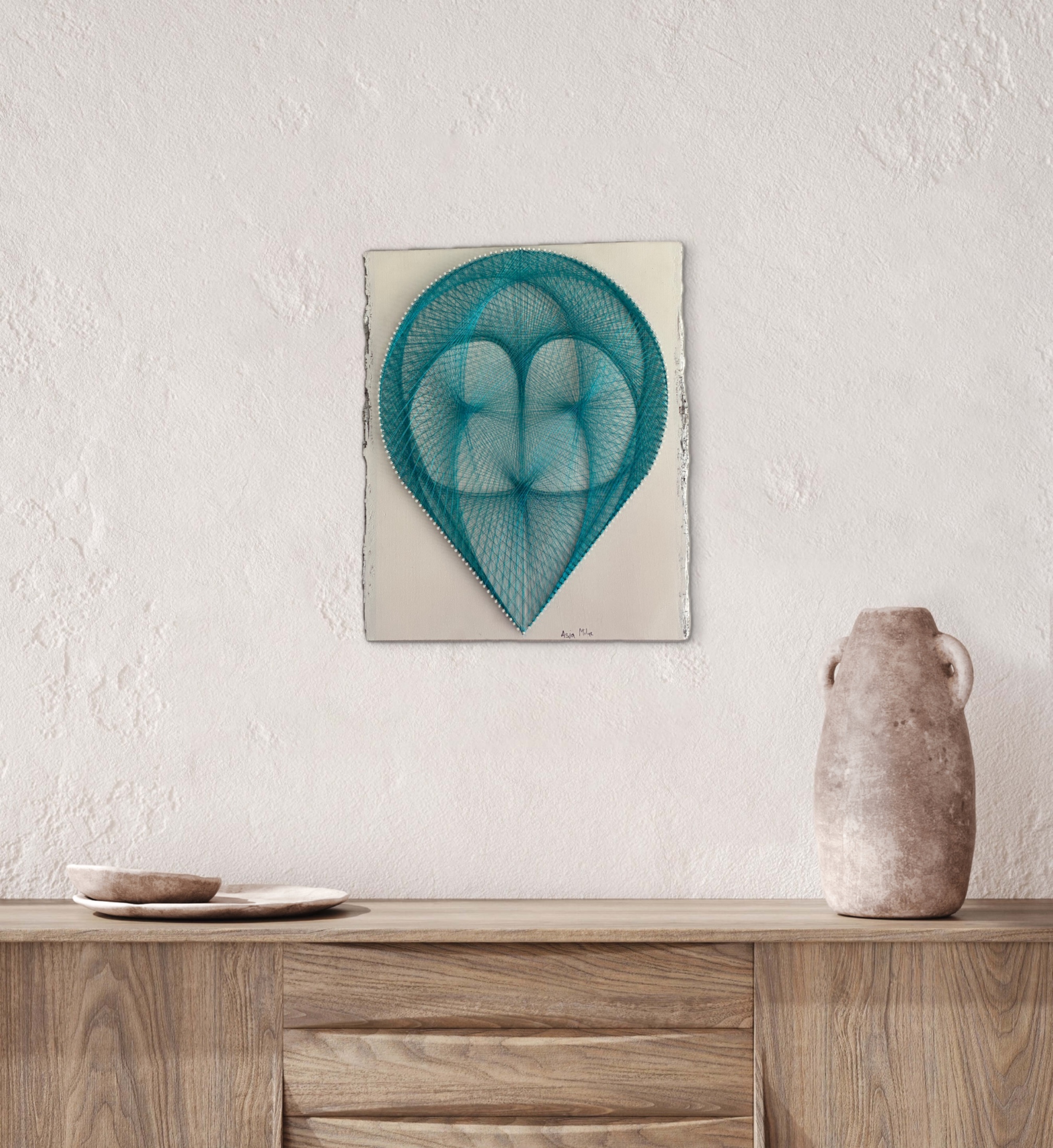Turquoise Geometric String Art - Handmade Modern Wall Art — handmade string art by Asja