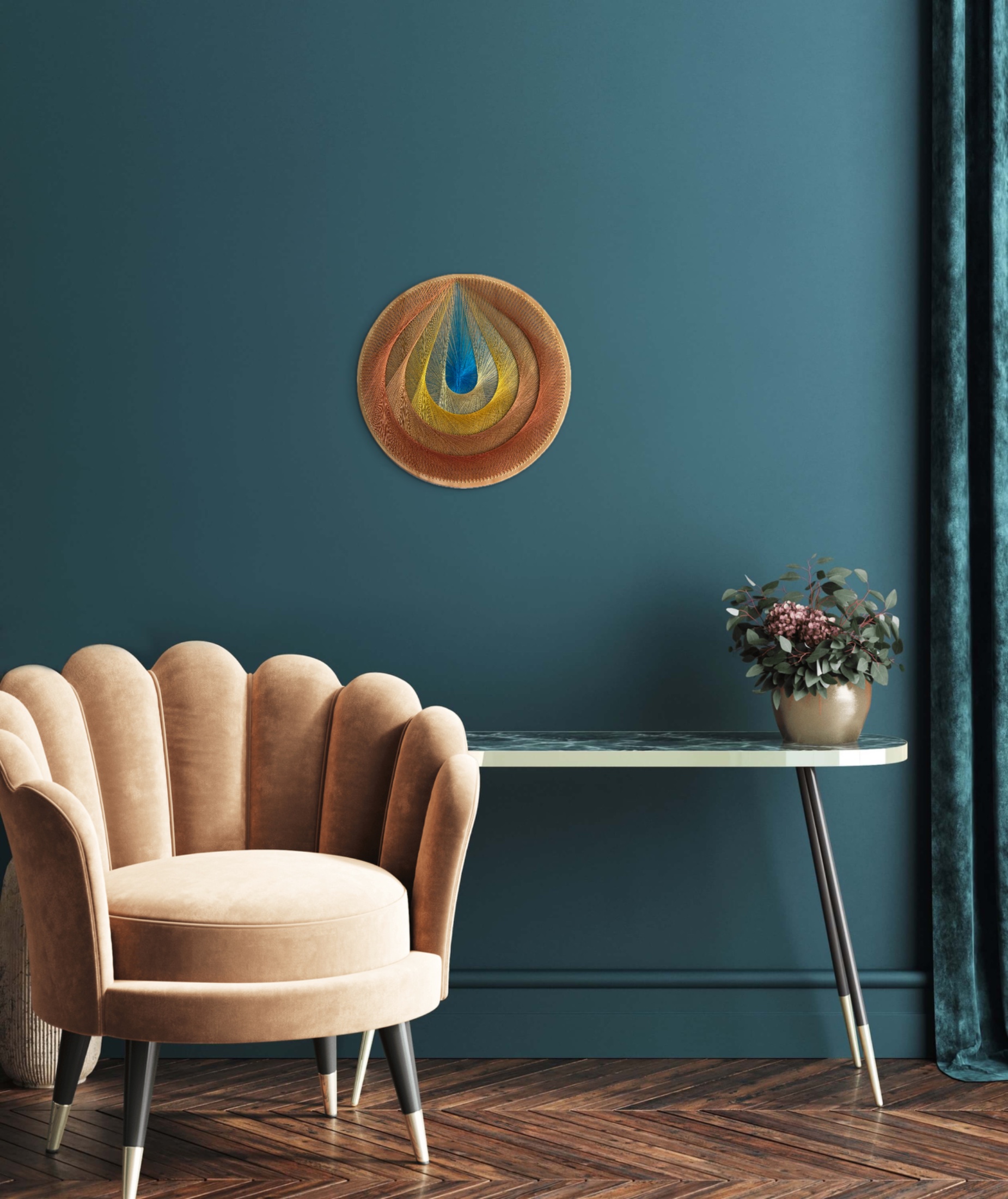 Radiant Teardrop String Art - Handmade Colorful Geometric Wall Art — handmade string art by Asja